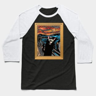 The Scream Cat Parody Funny Art Painting Baseball T-Shirt